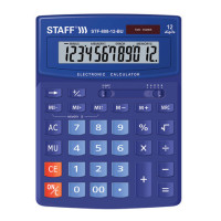 Калькулятор настольный STAFF STF-888-12-BU (200х150 мм) 12 разрядов, двойное питание, СИНИЙ, 250455