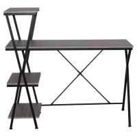 Стол на металлокаркасе BRABIX "LOFT CD-004", 1200х535х1110 мм, 3 полки, цвет дуб антик, 641219 Стол на металлокаркасе BRABIX "LOFT CD-004", 1200х535х1110 мм, 3 полки, цвет дуб антик, 641219