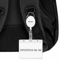 Держатель-рулетка для бейджей 70 см, петелька, карабин, белый, в блистере, BRAUBERG, 238238