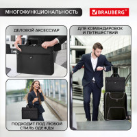 Сумка-портфель BRAUBERG с отделением для ноутбука 15,6", "Tempo", карман, черная, 40х30х4 см, 240453