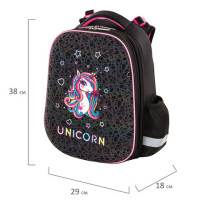 Ранец ЮНЛАНДИЯ EXTRA, с дополнительным объемом, "Rainbow unicorn", СВЕТЯЩИЙСЯ РИСУНОК, 38x29x18 см, 229932