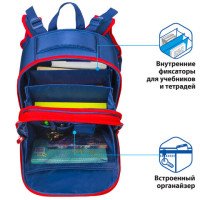 Ранец BRAUBERG PREMIUM, 2 отделения, с брелоком, дополнительный объем, для мальчиков, "Гоночный клуб", 38х29х18 см, 227819