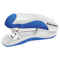 Степлер №24/6, 26/6 BRAUBERG "JET PRO", до 25 листов, эргономичный, бело-синий, 228584