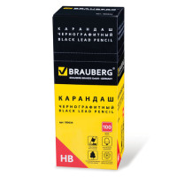 Карандаш чернографитный BRAUBERG, 1 шт., "Fuete", НВ, черное дерево, c резинкой, корпус ассорти, заточенный, 180634