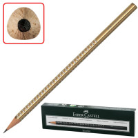 Карандаш чернографитный FABER-CASTELL, 1 шт., "Sparkle Metallic", B, трехгранный, без резинки, корпус золотой с блестками, 118337