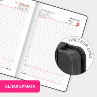 Ежедневник датированный 2024 А5 138х213 мм BRAUBERG "Plain", под кожу, с резинкой, черный, 114997 Ежедневник датированный 2024 А5 138х213 мм BRAUBERG "Plain", под кожу, с резинкой, черный, 114997