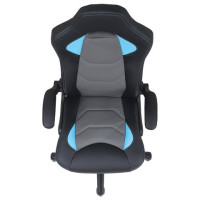 Кресло компьютерное BRABIX "Skill GM-005", откидные подлокотники, экокожа, черное/голубое, 532497 Кресло компьютерное BRABIX "Skill GM-005", откидные подлокотники, экокожа, черное/голубое, 532497