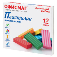 Пластилин классический ОФИСМАГ, 12 цветов, 240 г, СО СТЕКОМ, 106677 Пластилин классический ОФИСМАГ, 12 цветов, 240 г, СО СТЕКОМ, 106677