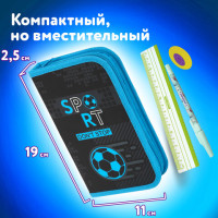 Пенал ЮНЛАНДИЯ, 1 отделение, картон с эффектом soft-touch, 19х11 см, "Sport game", 272262