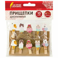 Прищепки декоративные "Сладкие истории", 10 штук, 3,5 см, ассорти, со шпагатом, ОСТРОВ СОКРОВИЩ, 662671 Прищепки декоративные "Сладкие истории", 10 штук, 3,5 см, ассорти, со шпагатом, ОСТРОВ СОКРОВИЩ, 662671