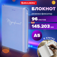 Блокнот с резинкой в клетку 96 л., А5 145х203 мм, твердая обложка, BRAUBERG, "Pastel", 115533 Блокнот с резинкой в клетку 96 л., А5 145х203 мм, твердая обложка, BRAUBERG, "Pastel", 115533