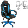 Кресло компьютерное BRABIX "Blaze GM-162", TW/экокожа, черное/голубое, 532578, 7083506 Кресло компьютерное BRABIX "Blaze GM-162", TW/экокожа, черное/голубое, 532578, 7083506
