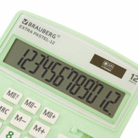 Калькулятор настольный BRAUBERG EXTRA PASTEL-12-LG (206x155 мм), 12 разрядов, двойное питание, МЯТНЫЙ, 250488 Калькулятор настольный BRAUBERG EXTRA PASTEL-12-LG (206x155 мм), 12 разрядов, двойное питание, МЯТНЫЙ, 250488