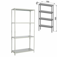 Стеллаж металлический BRABIX "MS KD-185/40-4", 1850х1000х400 мм, 4 полки, сборная стойка, 291115, S240BR144402