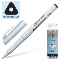 Набор капиллярных ручек (линеров) KOH-I-NOOR 4 шт., ЧЕРНЫЕ, трехгранные, линия письма 0,25/0,5/0,75/1 мм, 777141JD03KS Набор капиллярных ручек (линеров) KOH-I-NOOR 4 шт., ЧЕРНЫЕ, трехгранные, линия письма 0,25/0,5/0,75/1 мм, 777141JD03KS