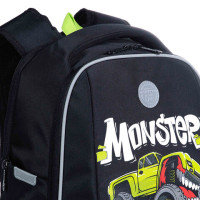 Ранец GRIZZLY анатомическая спинка, с бейджем, для мальчиков, "MONSTER CAR", 36х29х18 см, RAf-293-2/1 Ранец GRIZZLY анатомическая спинка, с бейджем, для мальчиков, "MONSTER CAR", 36х29х18 см, RAf-293-2/1