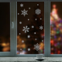 Украшение для окон и стекла ЗОЛОТАЯ СКАЗКА "Снежинки объемные 3", 30х38 см, ПВХ, 591260