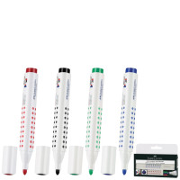Маркеры для доски FABER-CASTELL НАБОР 4 шт., АССОРТИ, "GRIP", круглый наконечник 1-5 мм, 158304
