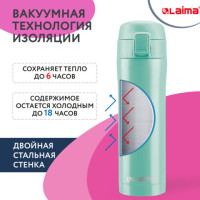 Термокружка с двойной стальной стенкой 470 мл, цвет сочно-мятный матовый, LAIMA, 608826 Термокружка с двойной стальной стенкой 470 мл, цвет сочно-мятный матовый, LAIMA, 608826