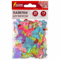 Пайетки для творчества "Бабочки", яркие, цвет ассорти, 5 цветов, 15 мм, 20 грамм, ОСТРОВ СОКРОВИЩ, 661281 Пайетки для творчества "Бабочки", яркие, цвет ассорти, 5 цветов, 15 мм, 20 грамм, ОСТРОВ СОКРОВИЩ, 661281