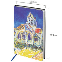 Ежедневник недатированный А5 (138х213 мм), BRAUBERG VISTA, под кожу, гибкий, 136 л., "Van Gogh", 111986
