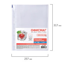 Папки-файлы перфорированные, А4, ОФИСМАГ, комплект 100 шт., гладкие, "Яблоко", 38 мкм, 224601