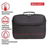 Сумка-портфель BRAUBERG с отделением для ноутбука 13-14", "Profi", откидная крышка, черная, 37х28х7 см, 240440