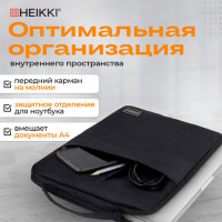 Чехол для ноутбука HEIKKI OPTION 13-14'' (ХЕЙКИ), с ручкой и карманом, черный, 35,5х24х2,5 см, 272599 Чехол для ноутбука HEIKKI OPTION 13-14'' (ХЕЙКИ), с ручкой и карманом, черный, 35,5х24х2,5 см, 272599