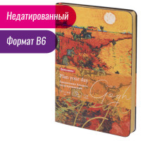 Ежедневник недатированный B6 (127х186 мм), BRAUBERG VISTA, под кожу, гибкий, срез фольга, 136 л., "Van Gogh", 112102 Ежедневник недатированный B6 (127х186 мм), BRAUBERG VISTA, под кожу, гибкий, срез фольга, 136 л., "Van Gogh", 112102
