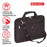 Сумка-портфель BRAUBERG с отделением для ноутбука 13-14", "Chance", 3 кармана, черная, 36х28х5 см, 240455