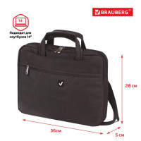 Сумка-портфель BRAUBERG с отделением для ноутбука 13-14", "Chance", 3 кармана, черная, 36х28х5 см, 240455