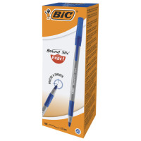 Ручка шариковая с грипом BIC "Round Stic Exact", СИНЯЯ, корпус серый, узел 0,7 мм, линия письма 0,28 мм, 918543