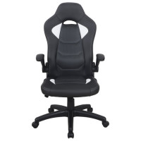 Кресло компьютерное BRABIX "Skill GM-005", откидные подлокотники, экокожа, черное/белое, 532493 Кресло компьютерное BRABIX "Skill GM-005", откидные подлокотники, экокожа, черное/белое, 532493