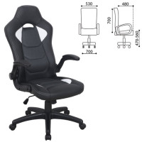 Кресло компьютерное BRABIX "Skill GM-005", откидные подлокотники, экокожа, черное/белое, 532493 Кресло компьютерное BRABIX "Skill GM-005", откидные подлокотники, экокожа, черное/белое, 532493