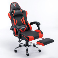 Кресло компьютерное BRABIX "Dexter GM-135", подножка, две подушки, экокожа, черное/красное, 532799 Кресло компьютерное BRABIX "Dexter GM-135", подножка, две подушки, экокожа, черное/красное, 532799