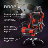 Кресло компьютерное BRABIX "Dexter GM-135", подножка, две подушки, экокожа, черное/красное, 532799 Кресло компьютерное BRABIX "Dexter GM-135", подножка, две подушки, экокожа, черное/красное, 532799