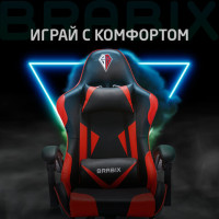 Кресло компьютерное BRABIX "Dexter GM-135", подножка, две подушки, экокожа, черное/красное, 532799 Кресло компьютерное BRABIX "Dexter GM-135", подножка, две подушки, экокожа, черное/красное, 532799