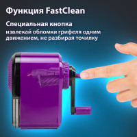 Точилка механическая BRAUBERG ULTRA для чернографитных и цветных карандашей, крепление к столу, цвет корпуса сиреневый с черным, 271341 Точилка механическая BRAUBERG ULTRA для чернографитных и цветных карандашей, крепление к столу, цвет корпуса сиреневый с черным, 271341