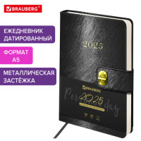 Ежедневник датированный 2025, А5, 138х213 мм, BRAUBERG "Elegant", под кожу, застежка, черный, 115938 Ежедневник датированный 2025, А5, 138х213 мм, BRAUBERG "Elegant", под кожу, застежка, черный, 115938