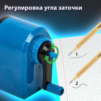 Точилка механическая BRAUBERG ULTRA для чернографитных и цветных карандашей, крепление к столу, цвет корпуса голубой с черным, 271342 Точилка механическая BRAUBERG ULTRA для чернографитных и цветных карандашей, крепление к столу, цвет корпуса голубой с черным, 271342