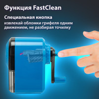 Точилка механическая BRAUBERG ULTRA для чернографитных и цветных карандашей, крепление к столу, цвет корпуса голубой с черным, 271342 Точилка механическая BRAUBERG ULTRA для чернографитных и цветных карандашей, крепление к столу, цвет корпуса голубой с черным, 271342
