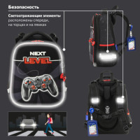 Ранец BRAUBERG PREMIUM, 2 отделения, с брелком, "Next level", 3D панель, 38х29х16 см, 270597