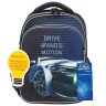 Ранец BRAUBERG QUADRO, 3 отделения, с брелоком, "Sport car", LED-ЛАМПОЧКИ, 37х28х18 см, 271359