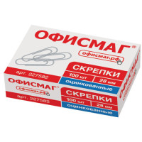 Скрепки ОФИСМАГ, 28 мм, оцинкованные, 100 шт., в картонной коробке, 227582 Скрепки ОФИСМАГ, 28 мм, оцинкованные, 100 шт., в картонной коробке, 227582