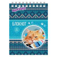 Блокнот А6, 60 листов, гребень, клетка, ЮНЛАНДИЯ "Милые котики", 108х145 мм, 129831