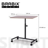 Стол BRABIX "Smart CD-015", 600х380х670-880 мм, ЛОФТ, регулируемый, колеса, металл/ЛДСП дуб, каркас черный, 641886