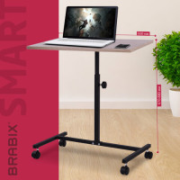 Стол BRABIX "Smart CD-015", 600х380х670-880 мм, ЛОФТ, регулируемый, колеса, металл/ЛДСП дуб, каркас черный, 641886