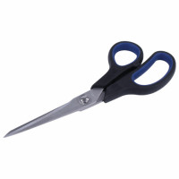 Ножницы BRAUBERG "Soft Grip", 190 мм, рез. вставки, серо-зеленые, 3-х сторон. заточка, карт. уп. с подвес., 230762