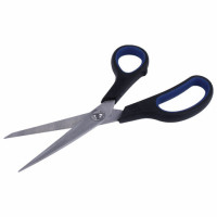 Ножницы BRAUBERG "Soft Grip", 190 мм, рез. вставки, серо-зеленые, 3-х сторон. заточка, карт. уп. с подвес., 230762