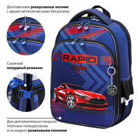 Ранец BRAUBERG QUADRO, 3 отделения, с брелком, "Rapid style", 37х28х18 см, 270603